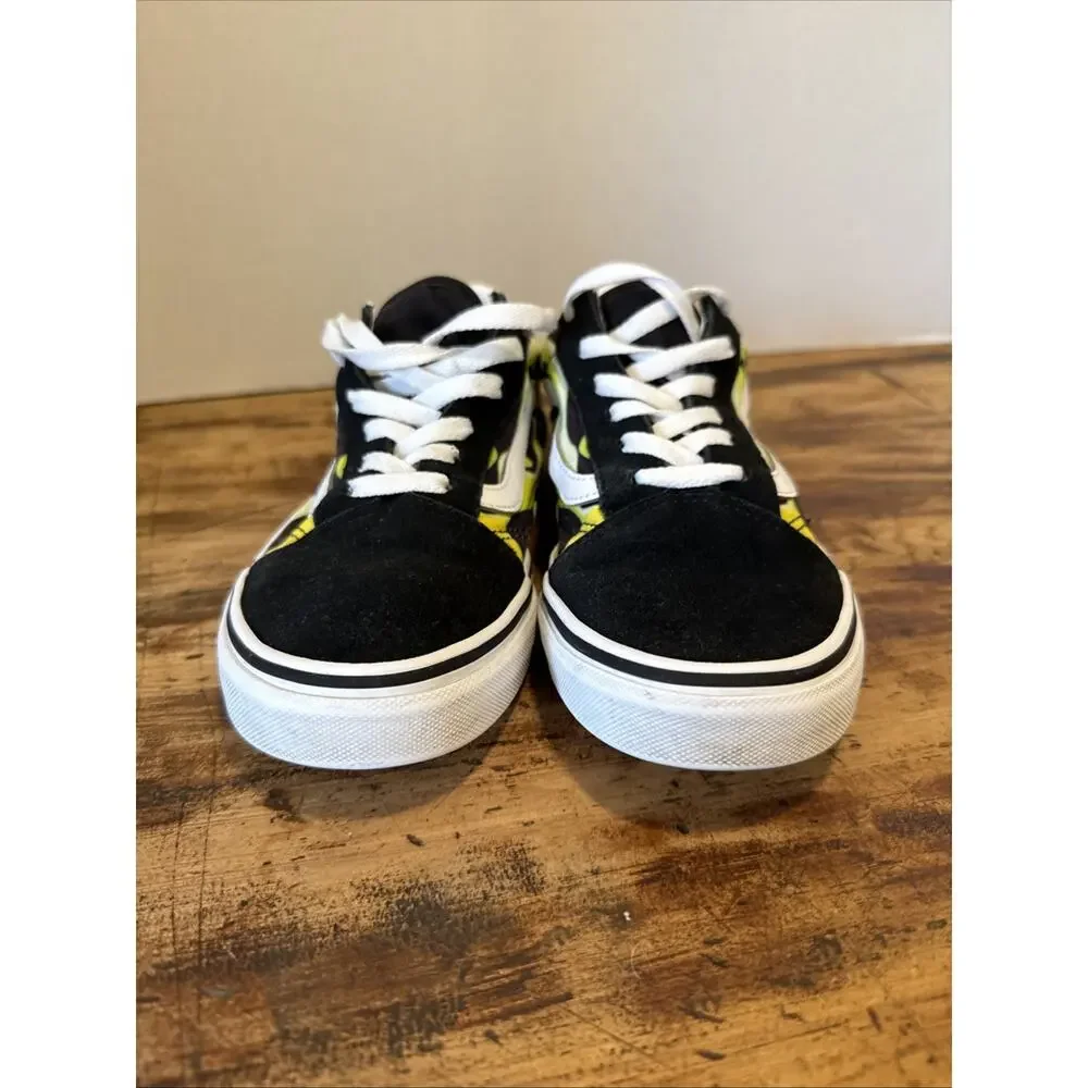 VANS Old Skool Slime Flame Black/White w Green Youth Size‎ 6.5